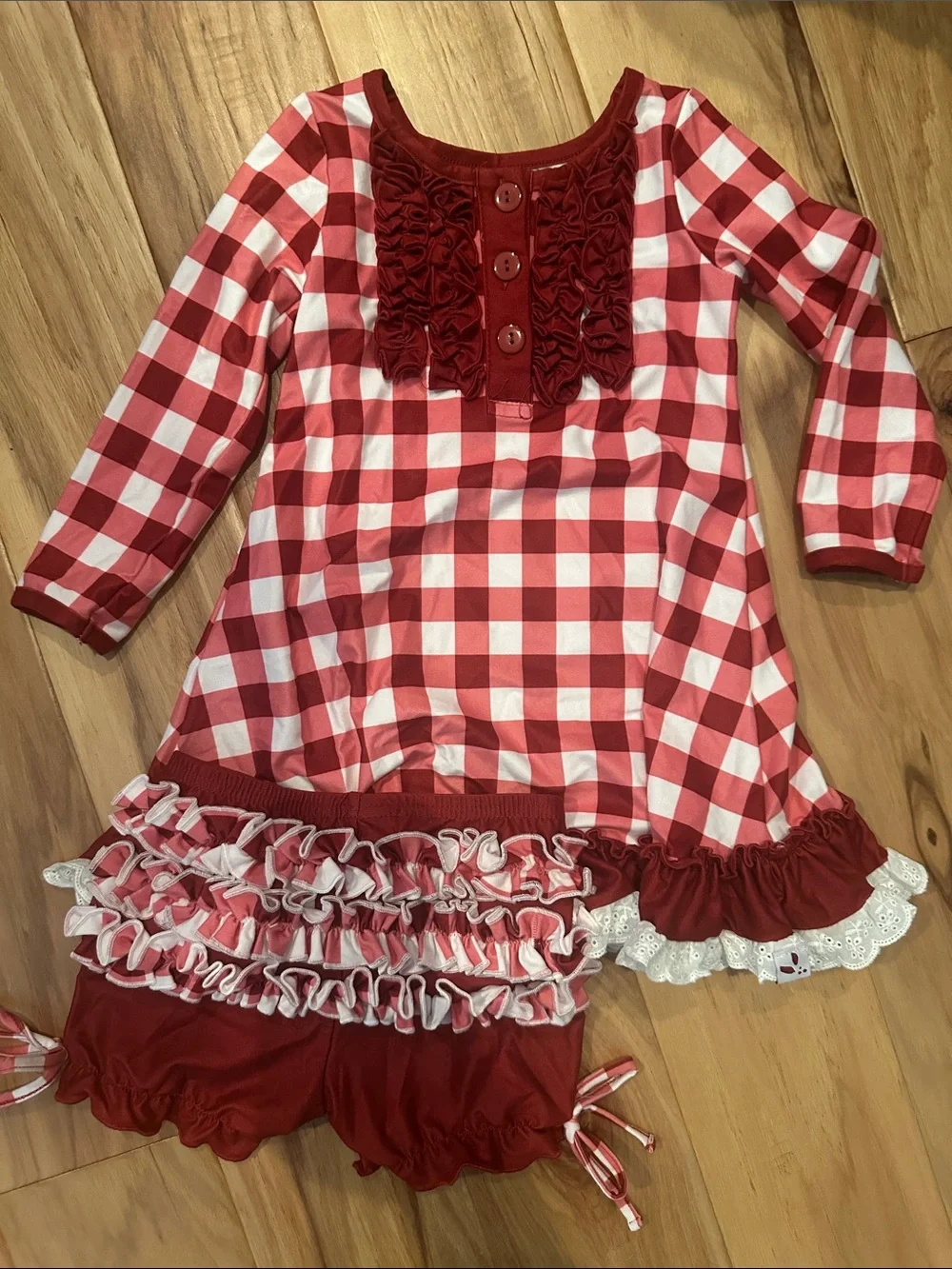 SweetHoney Red Ruffle Front Dress